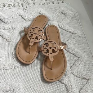 TORY BURCH- light pink patent leather miller style sandals size 10 and a half